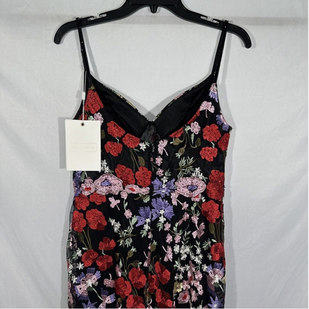 NWT $598 Mac Duggal‎ [ 8 ] Floral Lace Embroidered Sweetheart Gown Black Red - Picture 12 of 16